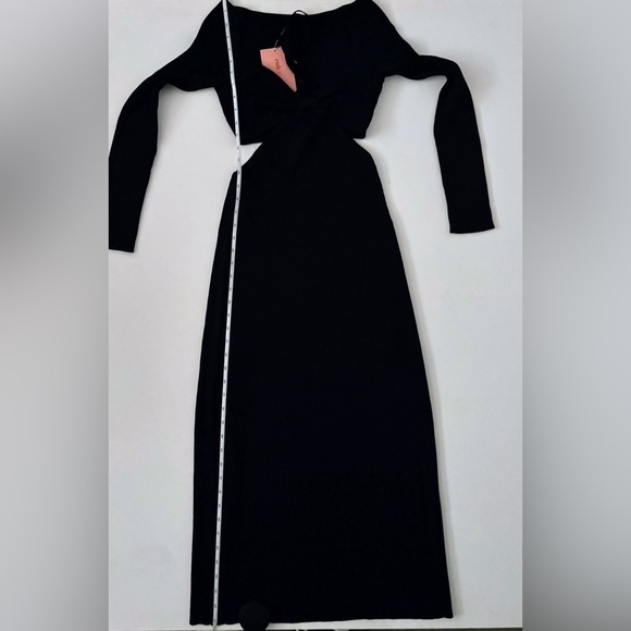 Cult Gaia Enzo Ribbed Knit Maxi Dress cut out halter long sleeve black L - Picture 12 of 16